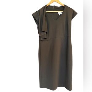 Scapa Lauren Perre M  Asymmetrical shoulder Black Dress EUC vintage